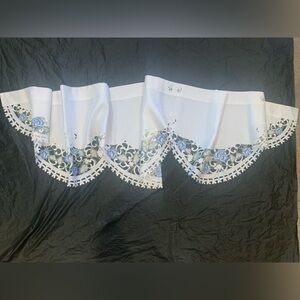 Embroidered White/Blue Scalloped Valance 88”x 18.5”